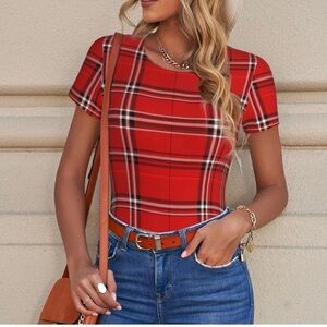 Red Plaid Women's Top